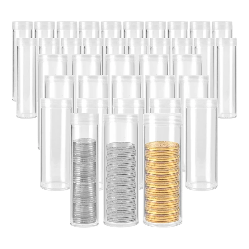 

Assorted Sizes Coin Storage Tubes Clear Plastic Coin Tubes Coin Collection Supplies