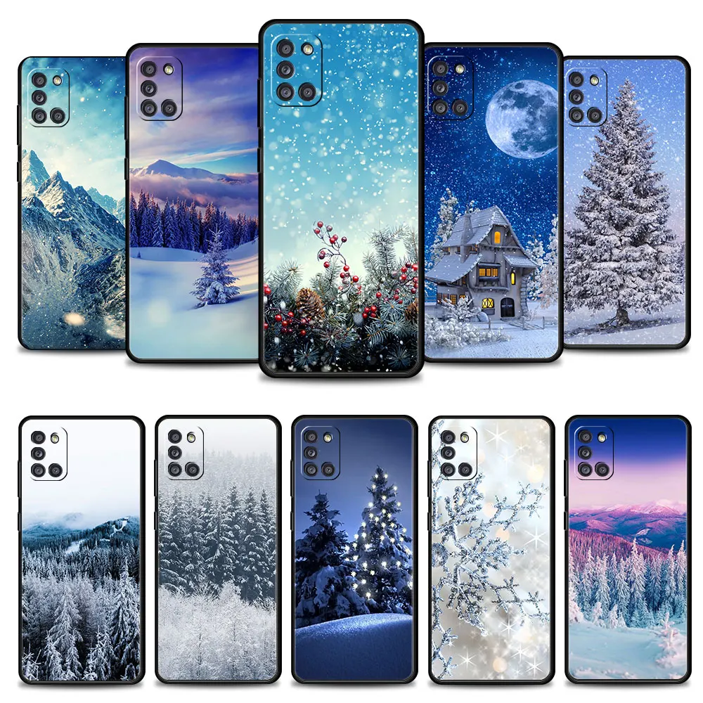

Phone Case For Samsung Galaxy A73 A71 A72 A12 A21s A22 A23 A31 A32 A51 A52 A52s A53 A02s Shell Funda Winter Snow Merry Christmas