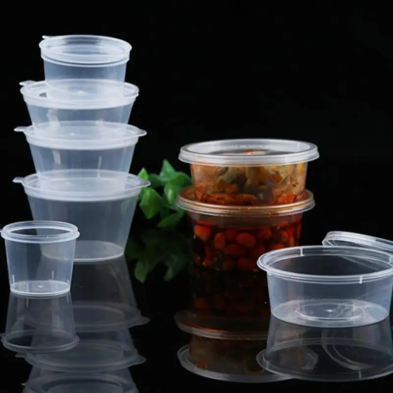 

100pcs Clear 50ml Disposable Take-out Sauce Cups Condiment Boxes Small Dip Bowls Condiment Cups Portion Cups(50ml)