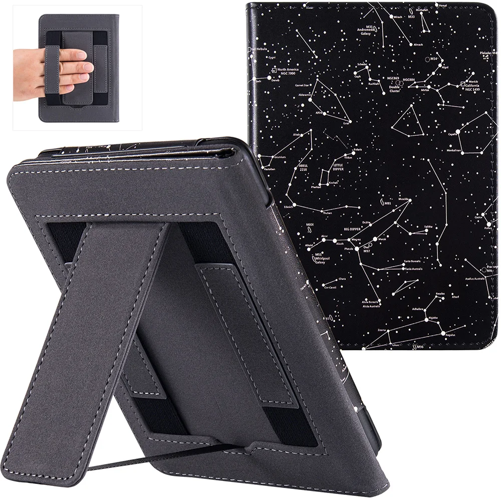

Stand Case for New 7.8" PocketBook InkPad Color 2/Pocketbook InkPad 4 - PU Leather Sleeve Cover with Hand Strap/Auto Sleep/Wake