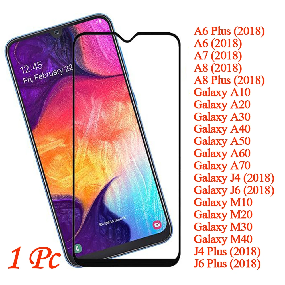 

1PC 9D For Samsung Galaxy A6 A7 A8 A9 J4 J6 Plus 2018 Tempered Glass For Samsung A10 A20 A30 A40 A50 M10 M20 M30 M40 M50 Glass
