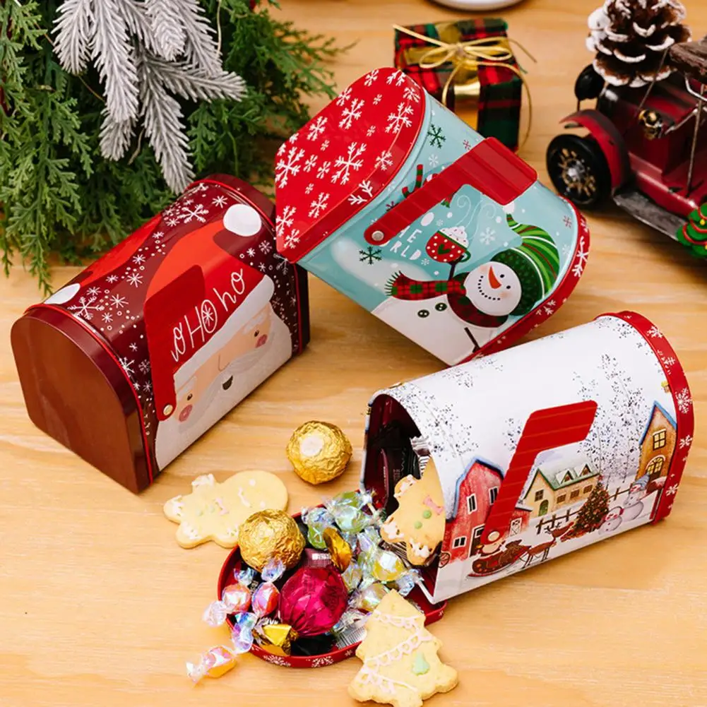 -shaped Ornament Box Xmas Pattern Create Atmosphere Festive Decorative Cookie Can Candy Organizer
