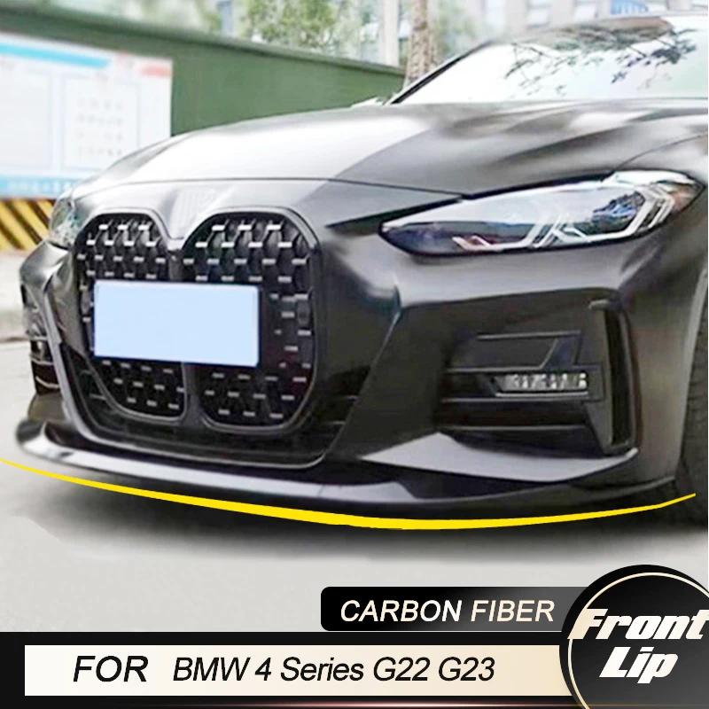 

Front Bumper Lip Chin Spoiler For BMW 4 Series G22 G23 2020-2022 Front Lip Spoiler Splitters Apron ABS Carbon Look Gloss Black