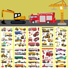 Временная тату-наклейка, мультяшный автомобиль, экскаватор, пожарная машина, механический инструмент, водонепроницаемая наклейка для детей, игрушки, подарки на день рождения для мальчиков