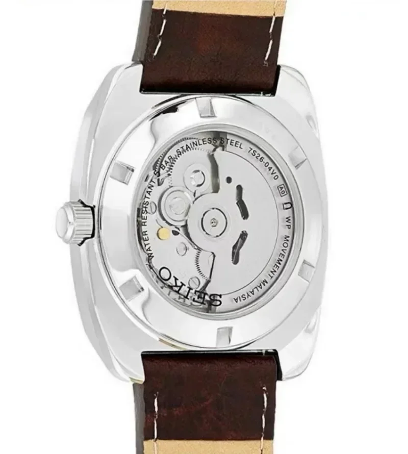 Фото 100% оригинальные часы SEIKO серии Snkp27, настоящие автоматические механические часы с автоподзаводом, квадратные многофункциональные роскошные кожаные часы №5