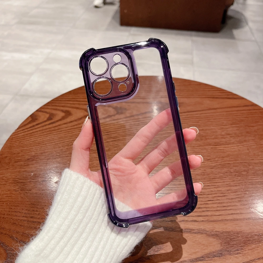 Luxury Shockproof Silicone Transparent Case For iPhone 14 13 12 11 Pro X Xs XR Max 7 8 Plus SE3 Lens Protection Clear Soft Cover