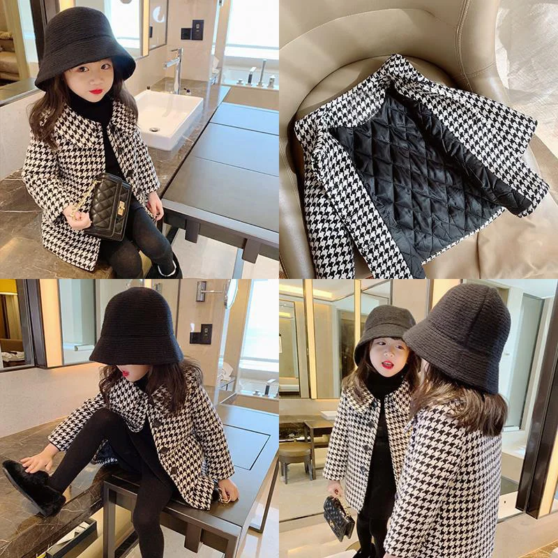 

Children's clothing 2021 winter new Korean girls' coat woolen coat girls' middle long children's thick coat fashion