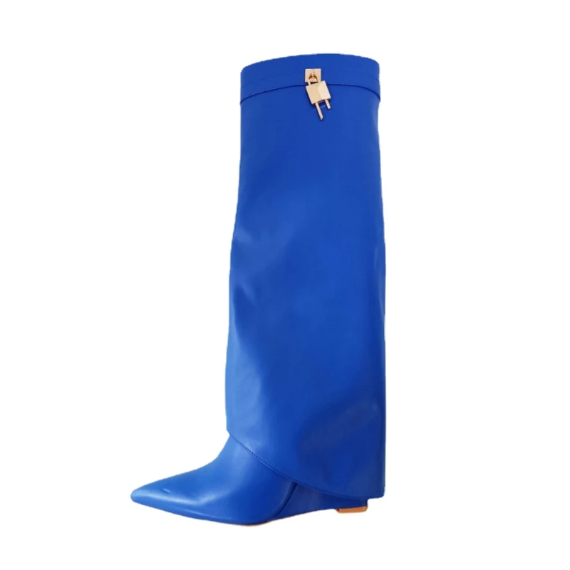 

Pant Boots Autumn and Winter 2022 Fashion Solid color Wedges European style High Boots Brand Luxury Designer Women's Shoes 43