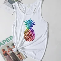 pineapple tops hawaii summer womens clothes print pineapple aloha tank top woman vacation green tank tops vintage