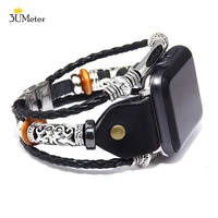 3umeter genuine cow leather apple watch band series handmade braided strap for iwatch 38 42 mm punk style bracelet wrist strap