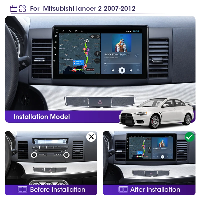 jmcq android 11 4g car radio for mitsubishi lancer 2007 2012 car radio multimidia video player navigation gps 2din 2 din carplay free global shipping