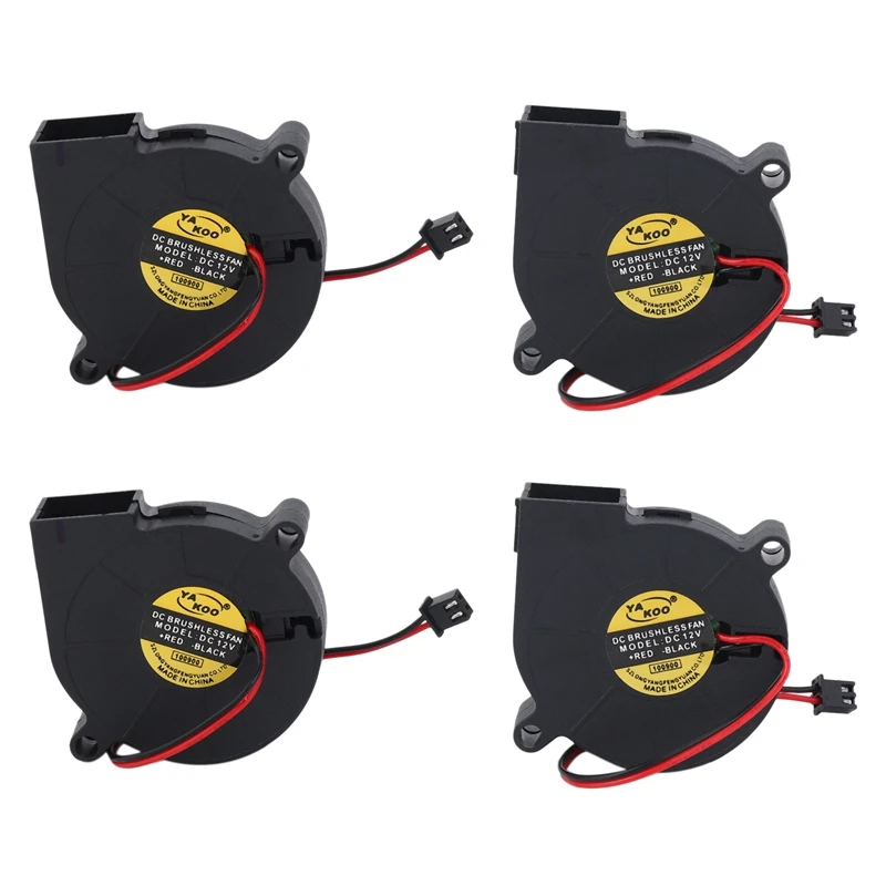 

4 Pcs Cooling Blower Fan DC 12V 0.15A 50mmx15mm Fans for 3D Printer Humidifier Aromatherapy and Other Appliances Series