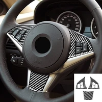 3pcs carbon fiber stickers steering wheel button switch frame interiors car accessories fit for bmw 6 series e63 e64 2004 2010