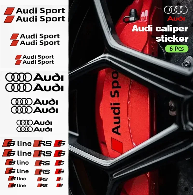 Car Brake Caliper Sticker Heat Resistant Decals Auto Accessories for Audi A4 B5 B6 B7 B8 B9 A1 A3 8V 8P 8L A6 C5 C6 C7 A5 A7 A8