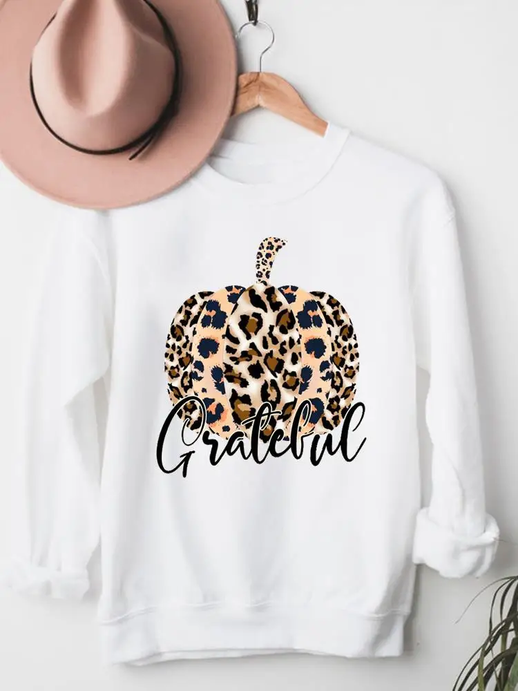 

Leopard Love Pumpkin Festival Clothes Fashion Autumn Fall Women Thanksgiving Halloween Female Graphic Pullovers Sweatshirts