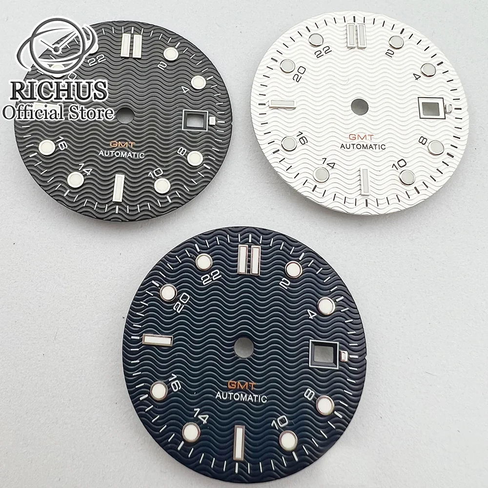 31mm sterile white watch Dial GMT face Fit ETA 2836/2824 DG2813/3804 Miyota 8215 821A 8205 automatic movement