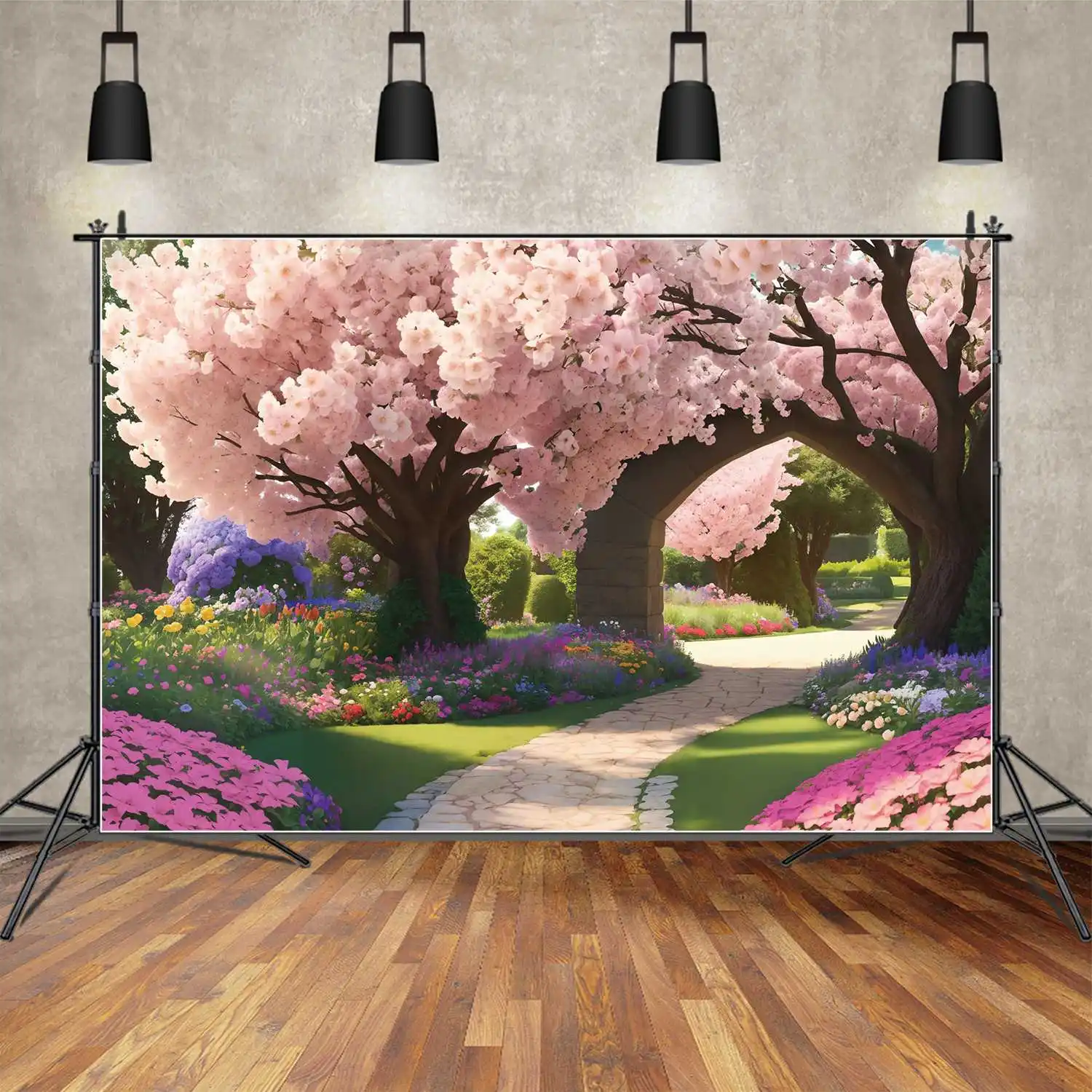 

Pink Blossom Trees Backdrops Photography Spring Garden Floral Flowers Personalized Baby Photo Booth Photo Backgrounds