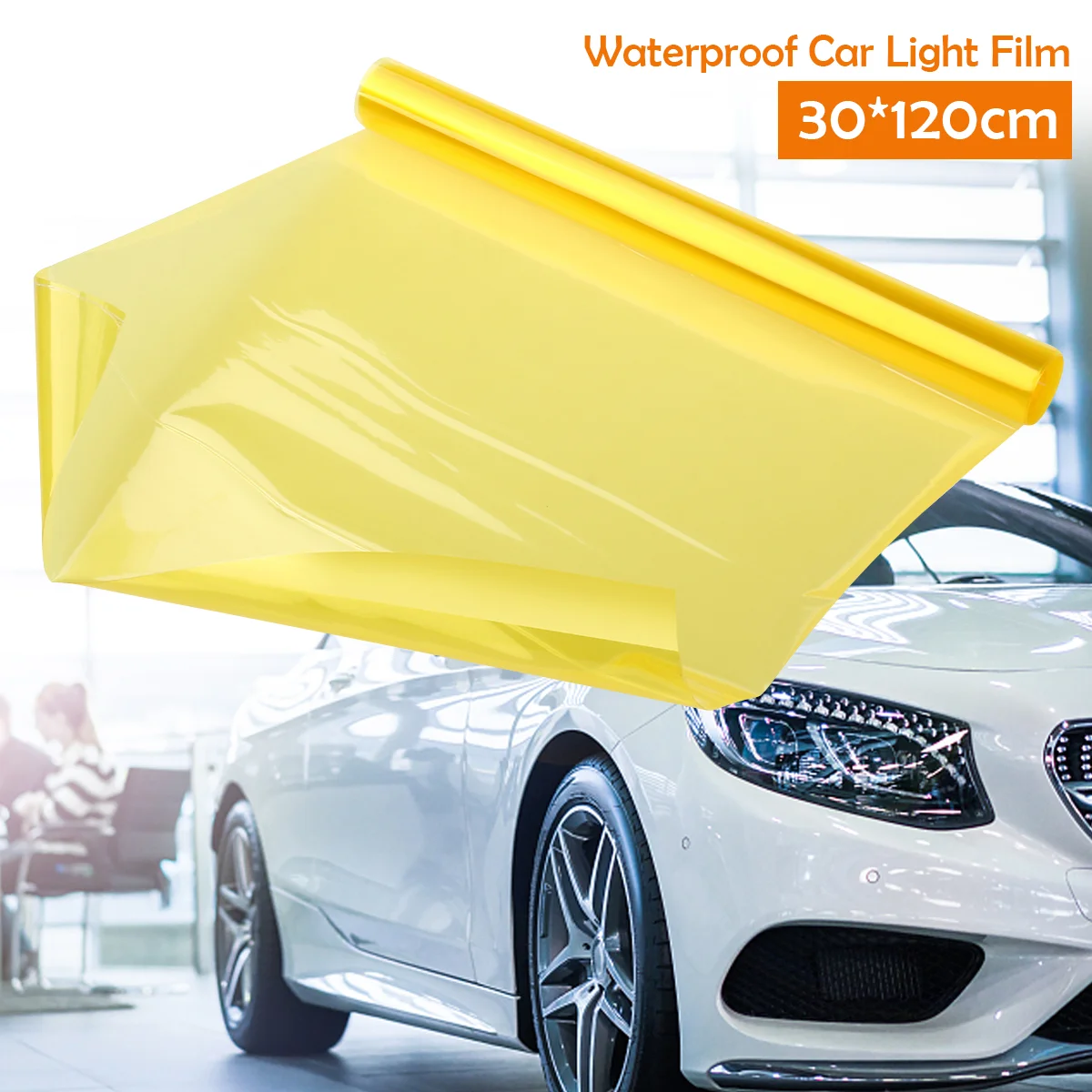 

30*120cm Waterproof Car Auto Fog Light Headlight Tint Film Lights Color-Changing Decal Sticker (Yellow)