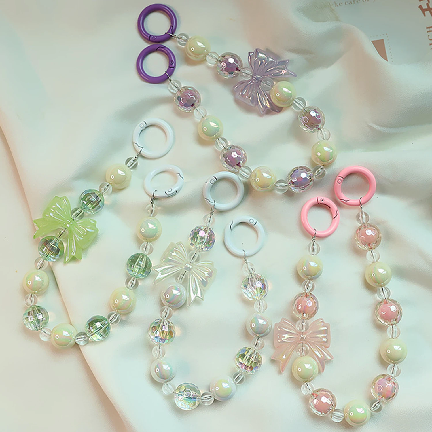 С креативным бантиком Beads Мобильный телефон цепь брелок для наушников сумки