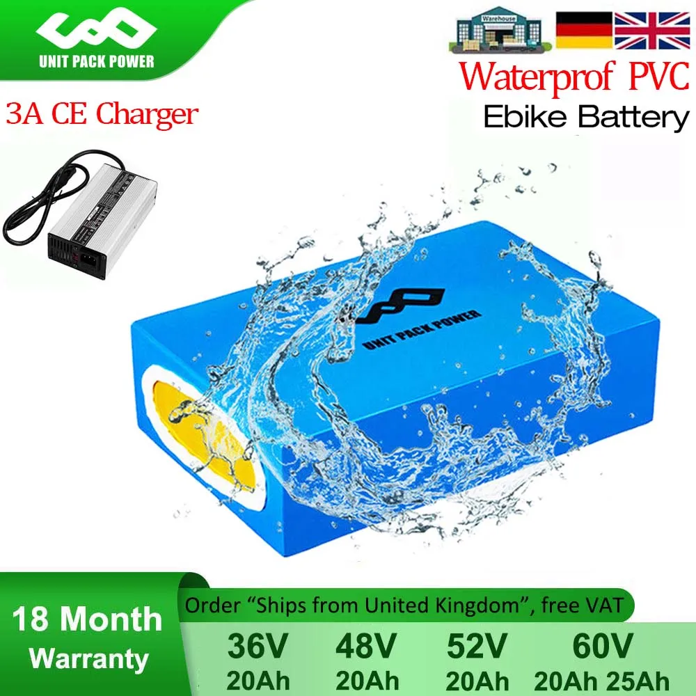 EScooter батарея 60V 25Ah 20Ah 52V 48V 36V для 2000W 1500W 1000W 750W 500W 350W мотор 18650 литиевая eBike