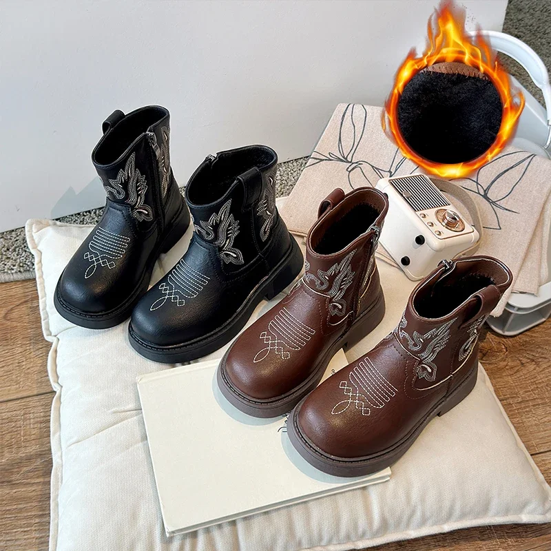 Детские осенние новые ковбойские сапоги в стиле вестерн стильные повседневные