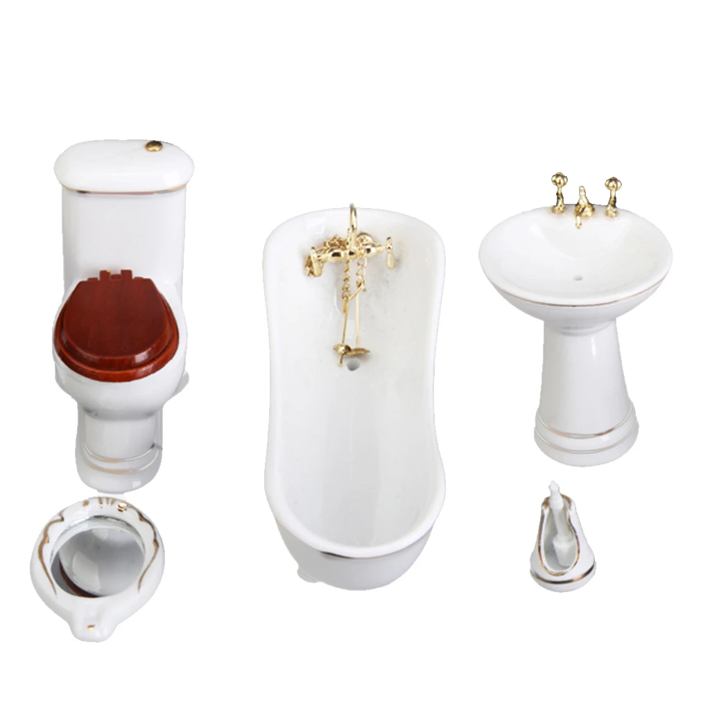 dollhouse bathroom toilet basin brush stand mirror box cabinet set for 112 scale free global shipping