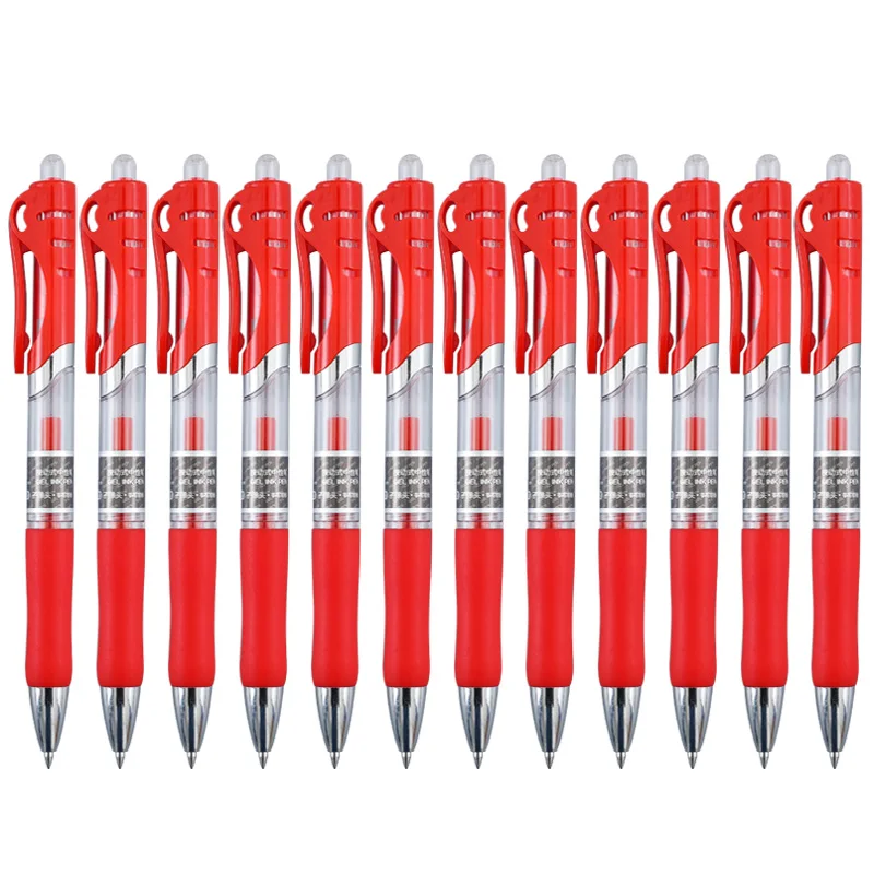 

No Logo 5pcs 0.5mm Red Retractable Gel Pens Set Black Ink Ballpoint for Writing Refills Office Accessories School Stationery