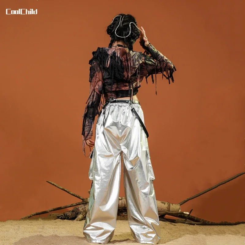 Укороченные толстовки с капюшоном для девочек в стиле хип-хоп штаны-карго