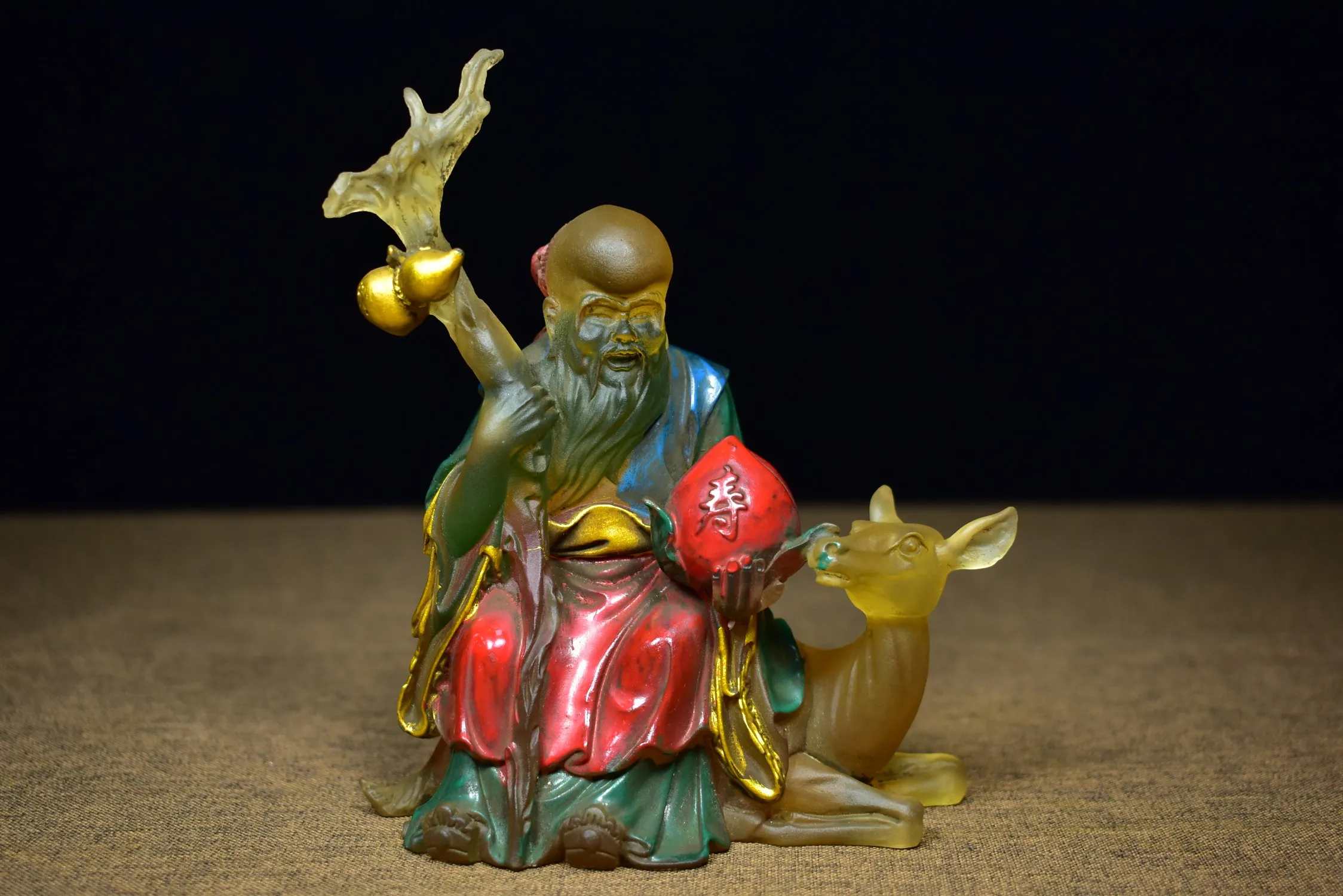 

Fashion Chinese Exquisite Glazed Gold Longevity God Sculpture Living Room Furniture Decorations for Friends Birthday Gifts