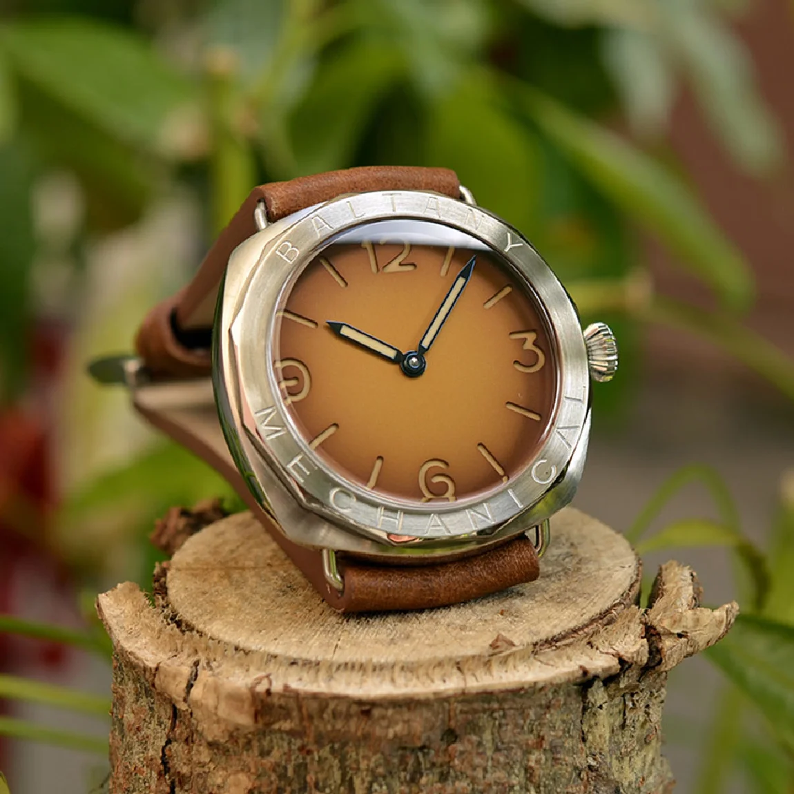 

44mm Retro Manual Mechanical 100M Waterproof ST3600 Movement Sandwich Dial Luminous Power Reserve Stainless Steel Men's Watches