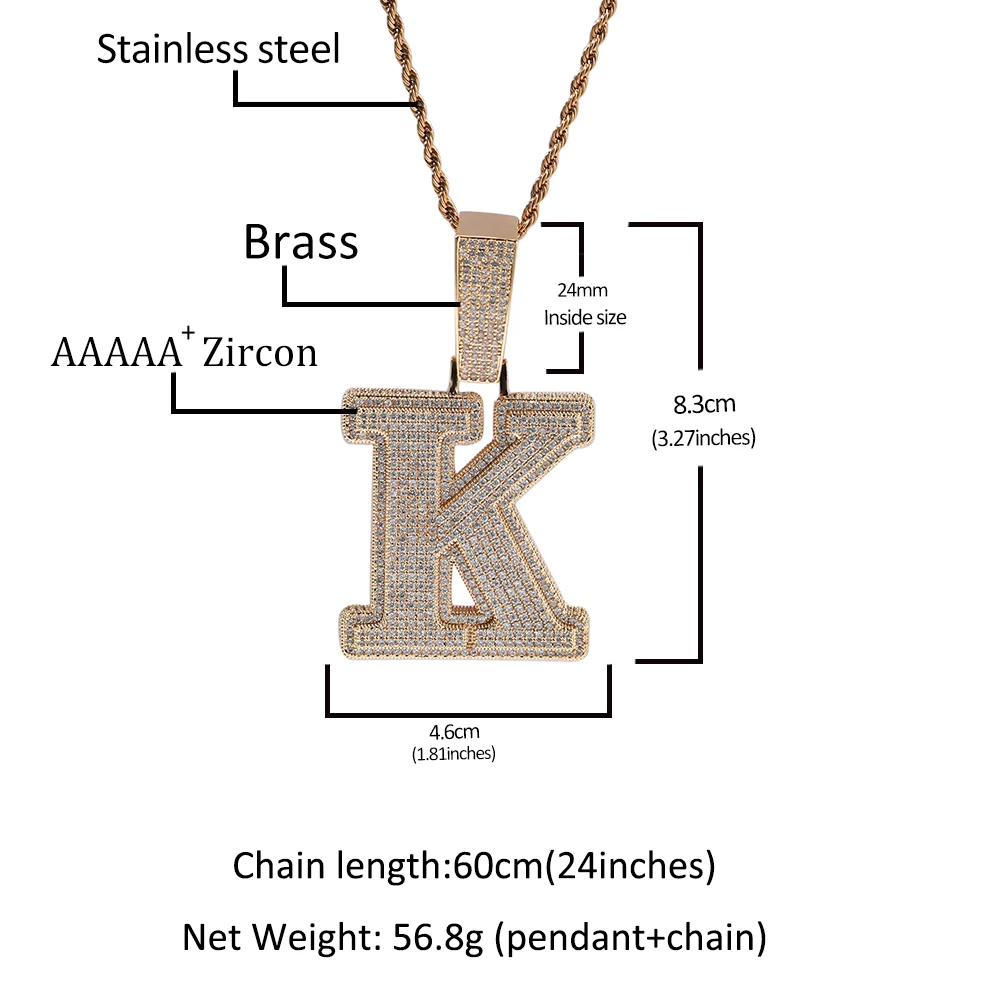 Uwin Two Layers Letters Pendant Iced Out Cubic Zirconia Initial Necklace For Women Fashion Jewelry Gifts