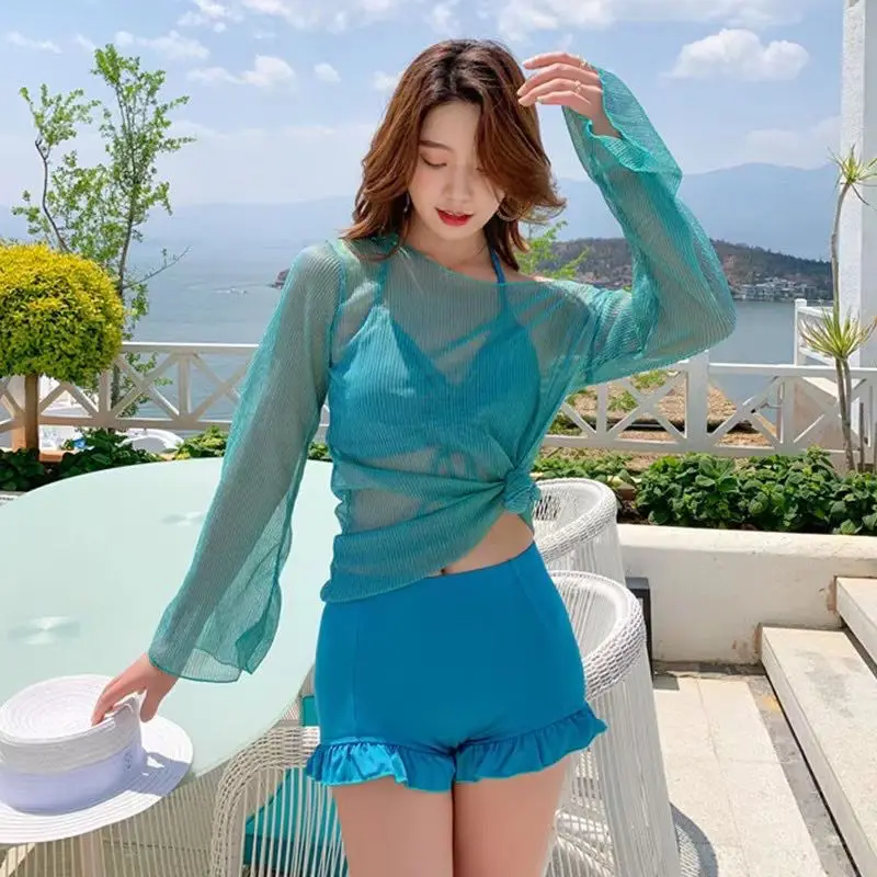 Корейский сексуальный купальник комплект из 3 предметов женские купальники с