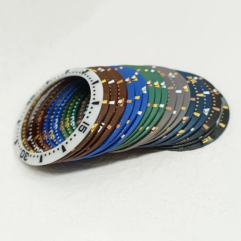 38mm Tilted Digit Ceramic Watch Bezel Insert Fits 40mm SUB Mens Watch Cases Inner Diaameter 30.5mm Ring Replace Accessories