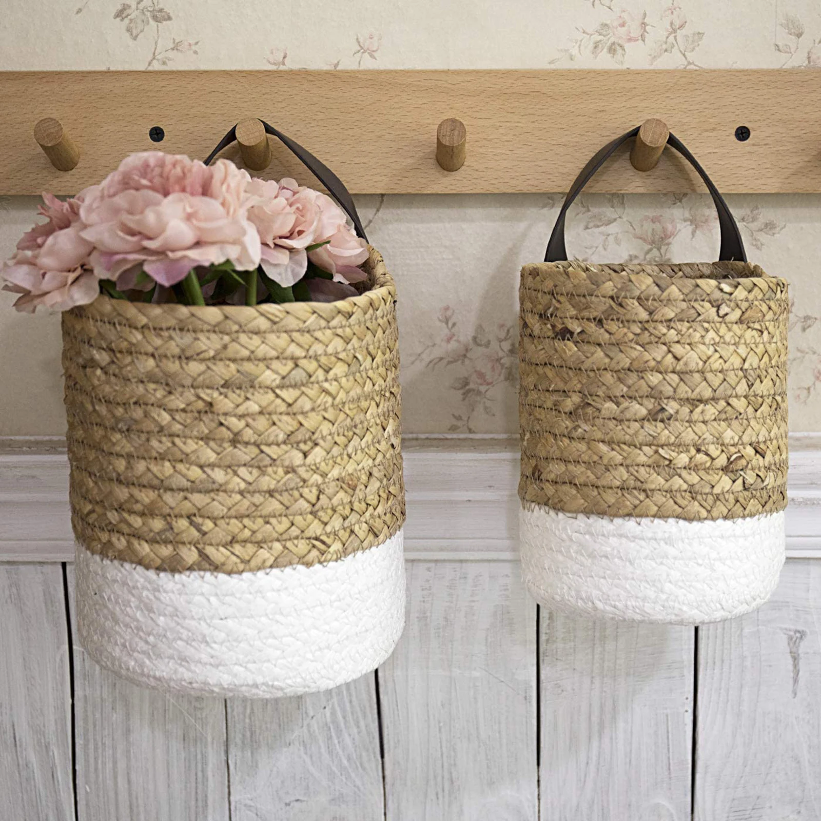 

Woven Seagrass Basket With Hanging Handles For Storage Plant Pot