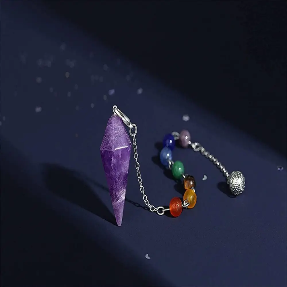 

Healing Pendulum for Divination Blue Quartz Pendulums Natural Gem Stone Reiki Crystal Pendulos Pendant 7 Chakra Bead Chain Charm