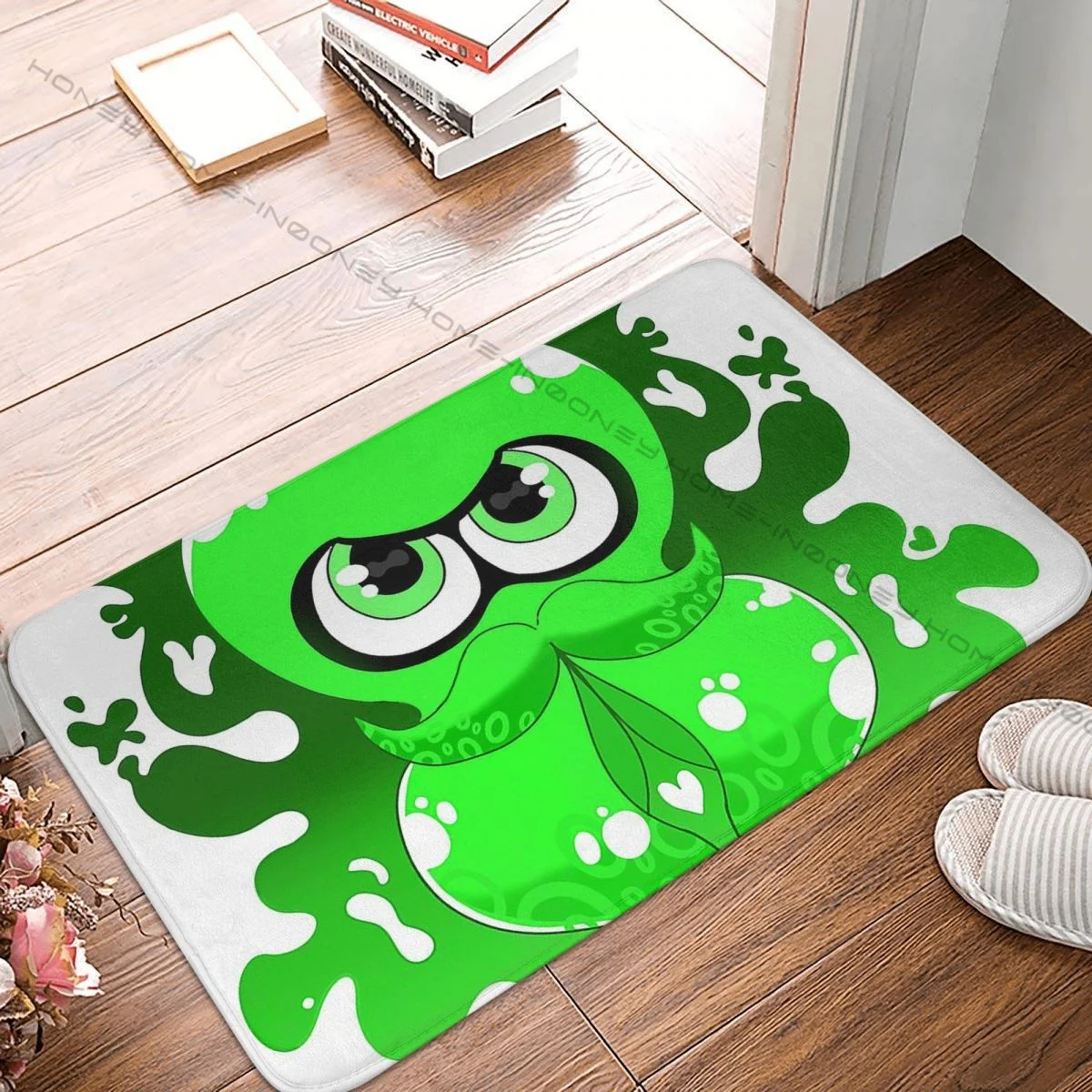 

Splatoon Game Bathroom Mat Green Inky Octo Splash Doormat Living Room Carpet Entrance Door Rug Home Decor