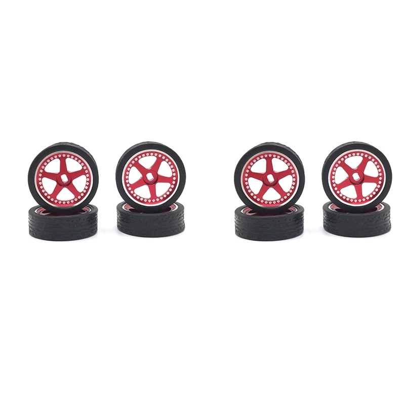 

4Pcs 26Mm Metal Wheel Rim Rubber Tire Tyre Set For Wltoys 284131 K969 K989 K999 P929 Mini-Z 1/28 RC Car Upgrades Parts