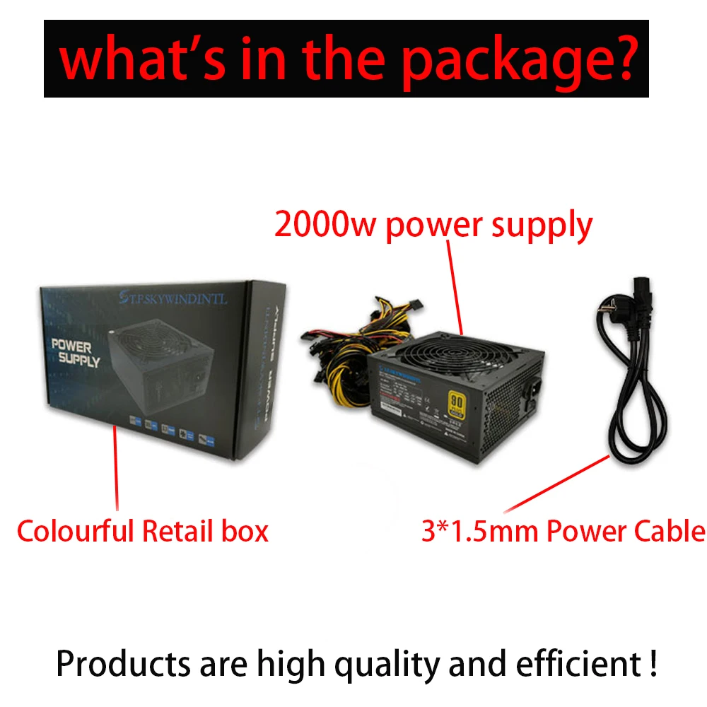 Новинка 2000 Вт ATX PSU Майнер для майнинга искусственная мощность Поддержка 8 карт