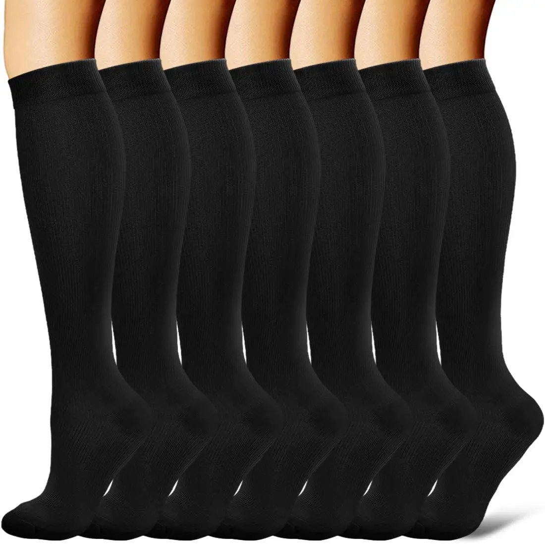 

3/6/7 Pairs Compression Socks Men Women Running Sports Socks Varicose Vein Edema Knee High 30 Mmhg Leg Support Stretch Stocking