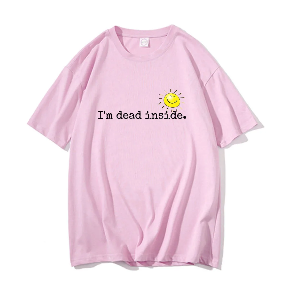 

I'm Dead Inside Dolphin Men for T Shirt Harajuku Style Letter Printing Graphic T-shirt Couples American Retro Loose Casual Tops