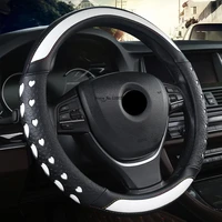car steering wheel cover 38cm breathable non slip sweat absorbing four seasons leather case handlebar cover interior accessories