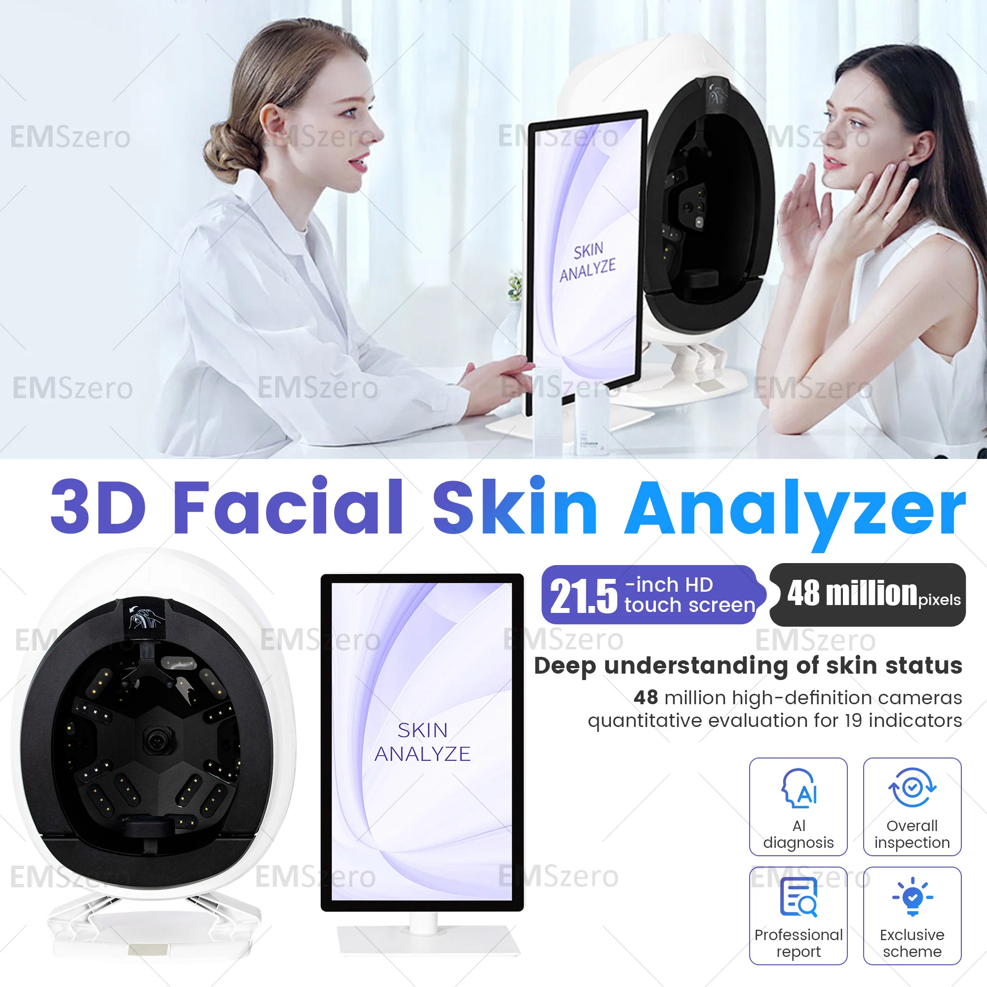 Magic Mirror 2025 3D цифровой аппарат для анализа лица Product Desc НОВЫЙ анализатор кожи AI