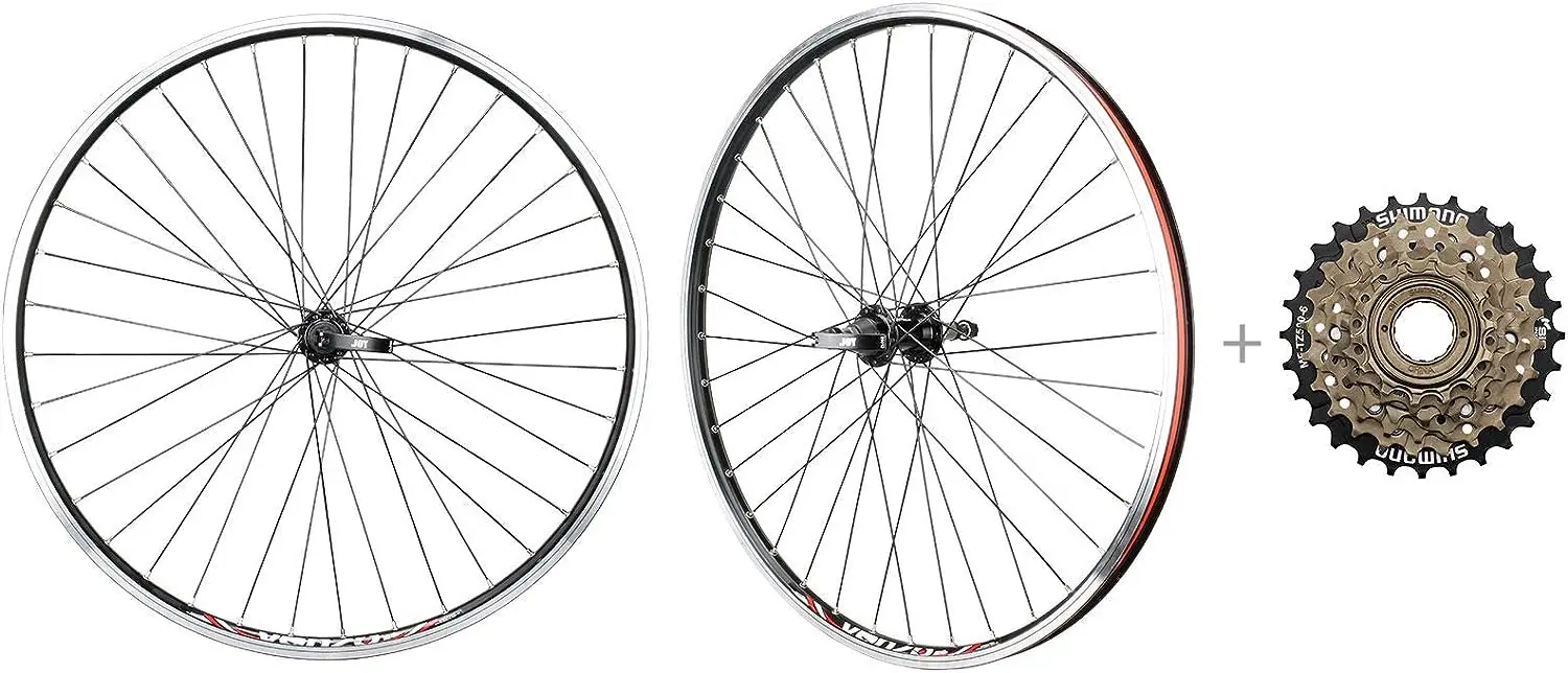 

Горный велосипед, 26 дюймов, двойные диски, колесная пара для горного велосипеда 26 дюймов, совместима с Shimano MF-TZ500 Freewheel-переднее и заднее колесо