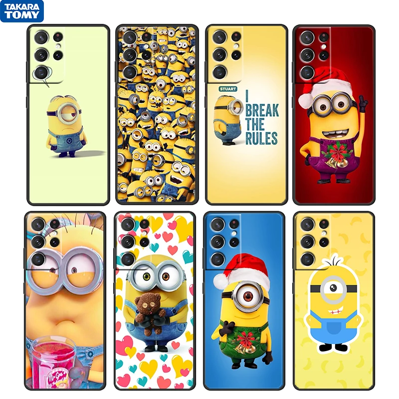 

Cartoon Funny Minions Cute For Samsung Galaxy S22 S21 S20 Ultra Plus Pro S10 S9 S8 S7 4G 5G Soft TPU Black Phone Case Funda Capa