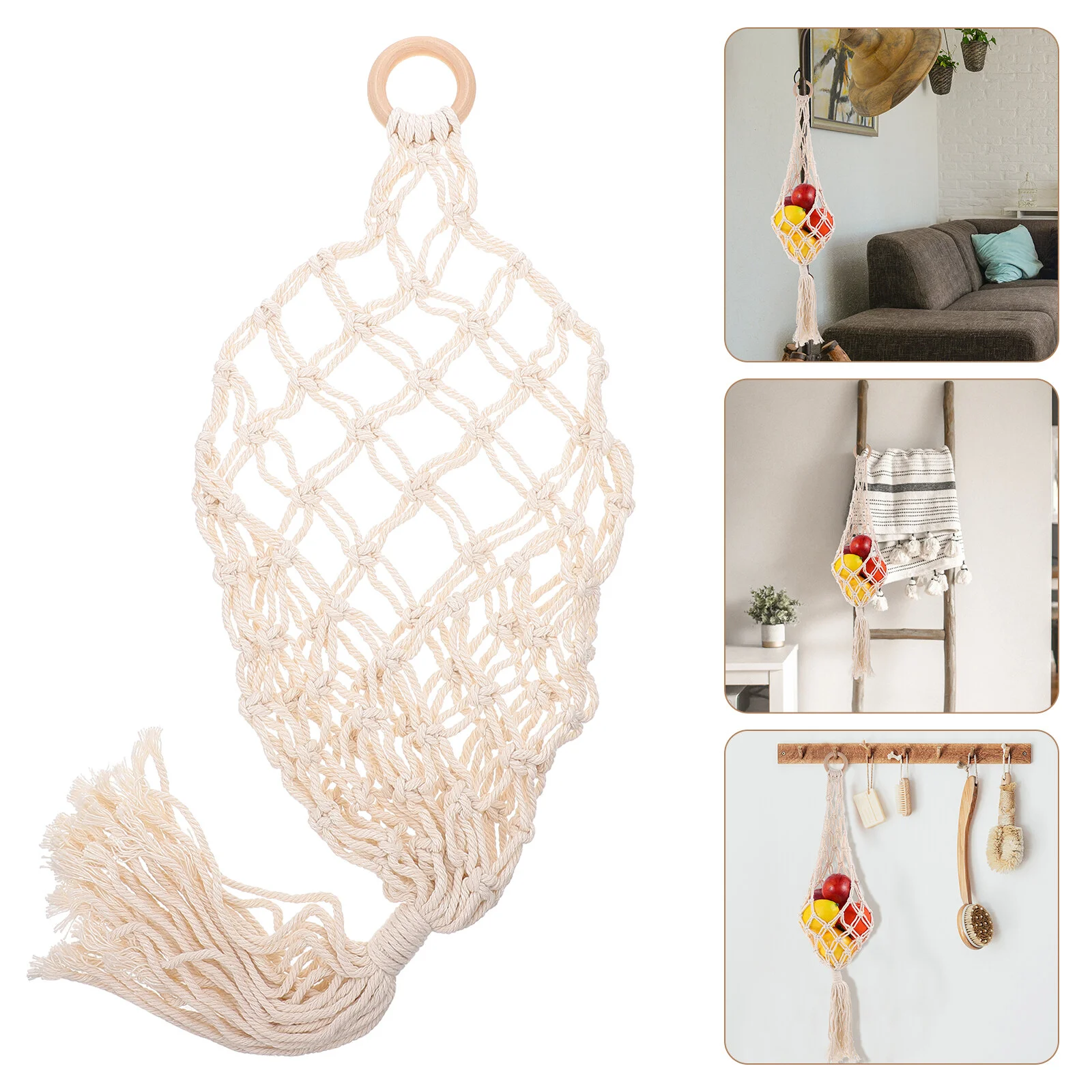 

String Restaurant Storage Holder Household Furnishing Hanging Cotton Rope Basket