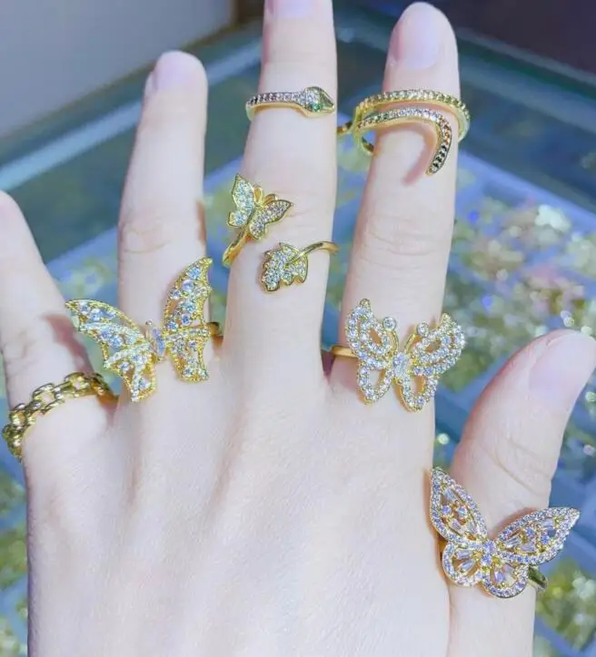 

1 шт. эмалированная бабочка искусственный циркон ювелирные изделия кольцо слойные металлические кольца аксессуары ювелирные изделия для ж...