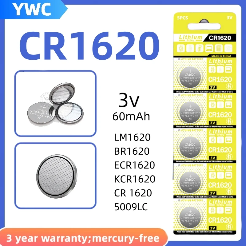 

CR1620 Battery CR 1620 3V Button Battery For Watch Car Remote Control Calculator Scales Shavers DL1620 BR1620 Lithium Coin Cells