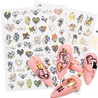 3D наклейки для ногтей в форме сердца, Гель-лак для ногтей, украшение для ногтей, Английский Цвет, наклейки для лица, слайдеры, День Святого Валентина, дизайн ногтей