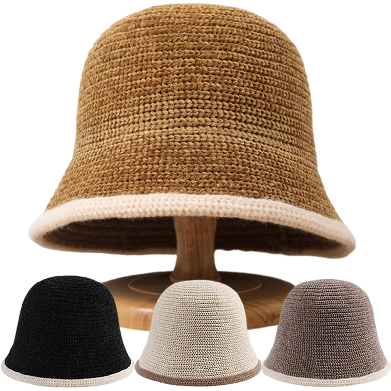 

Панама женская трикотажная, модная Панама на все четыре сезона, Повседневная Уличная шапка для бассейна, Корейская однотонная в полоску