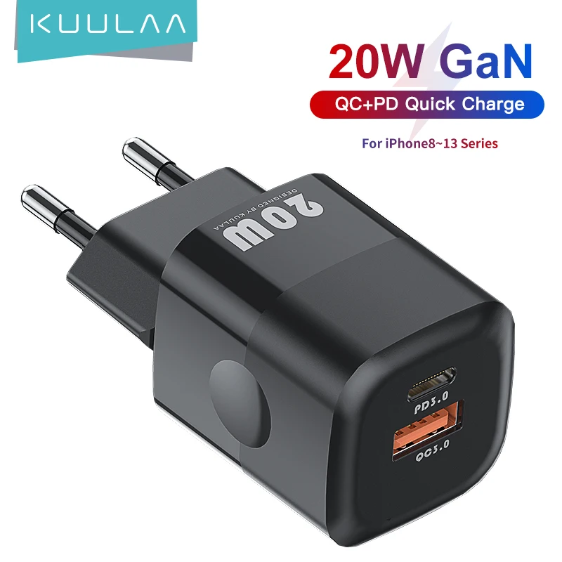

KUULAA USB C Charger 20W GaN Type C PD Fast Charging For iPhone 14 13 12 11 Pro Max XS 8 7 Plus For iPad Pro Air iPad mini 2021